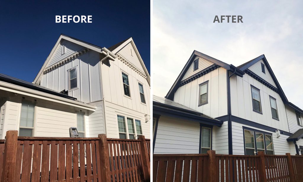 before and after photos of a home in denver colorado after being painted by denver painters
