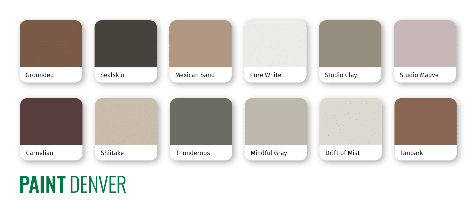 2025 Paint Color Trends chart with tones of brown and sand colors