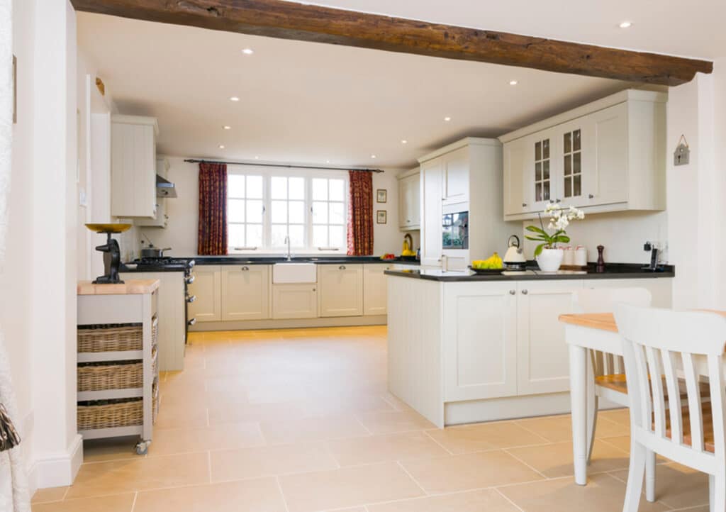 Kitchen with neutral white paint