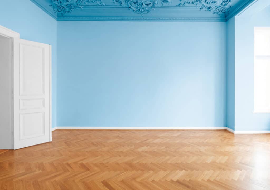 Room with vibrant blue paint